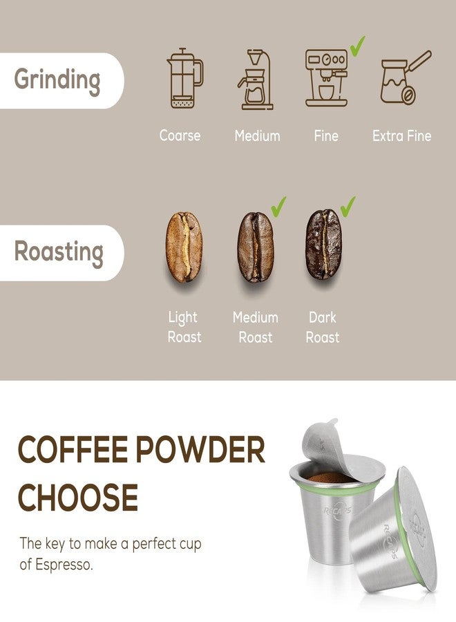 Recaps كبسولات فلتر القهوة القابلة لإعادة الاستخدام RECAPS متوافقة مع نسبرسو الأصلية 3 قطع كبسولات قهوة قابلة للتعبئة فلتر قهوة دائم من الفولاذ المقاوم للصدأ 120 قطعة أغطية من الألمنيوم مكبس قهوة - Image 3