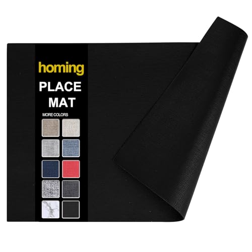 Homing homing Faux Leather Heat Resistant Placemats Set of 6  Waterproof Wipeable Dining PU Place Mats for Indoor  Outdoor Easy to Clean  Black 