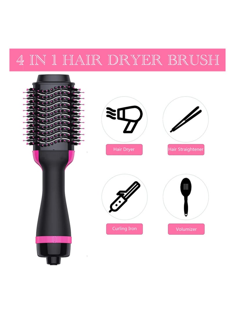 Excefore Hair Dryer Brush Blow Dryer Brush in One, 4 in 1 Hair Dryer and Styler Volumizer with Negative Ion, Hot Air Brush Hair Straightener, Curling Brush Oval Shape, Pink - Image 2
