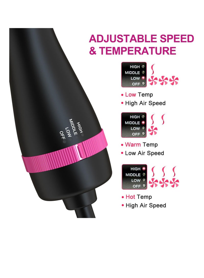 Excefore Hair Dryer Brush Blow Dryer Brush in One, 4 in 1 Hair Dryer and Styler Volumizer with Negative Ion, Hot Air Brush Hair Straightener, Curling Brush Oval Shape, Pink - Image 3