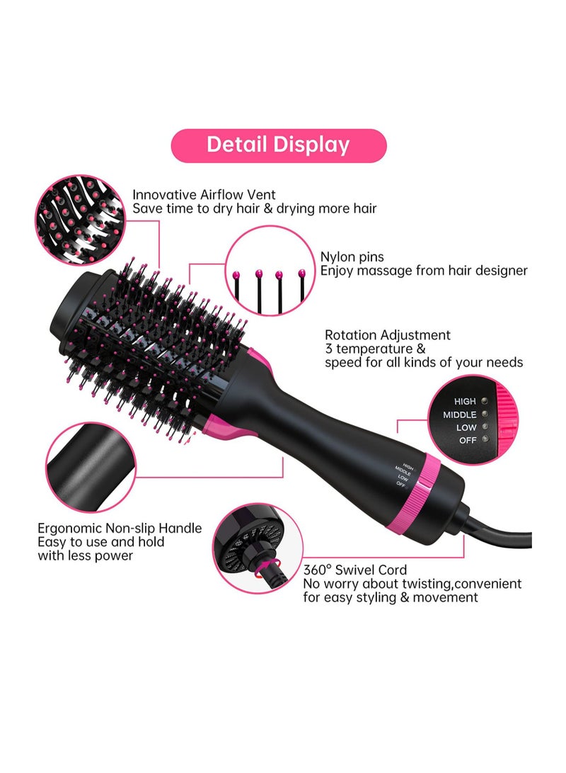 Excefore Hair Dryer Brush Blow Dryer Brush in One, 4 in 1 Hair Dryer and Styler Volumizer with Negative Ion, Hot Air Brush Hair Straightener, Curling Brush Oval Shape, Pink - Image 5