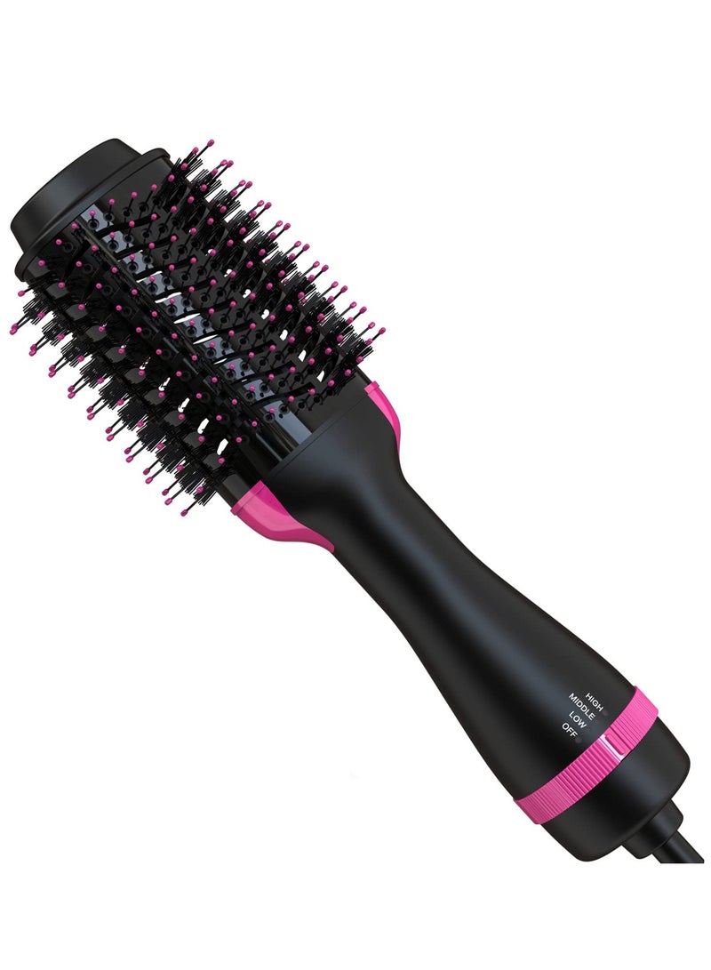 Excefore Hair Dryer Brush Blow Dryer Brush in One, 4 in 1 Hair Dryer and Styler Volumizer with Negative Ion, Hot Air Brush Hair Straightener, Curling Brush Oval Shape, Pink - Image 1