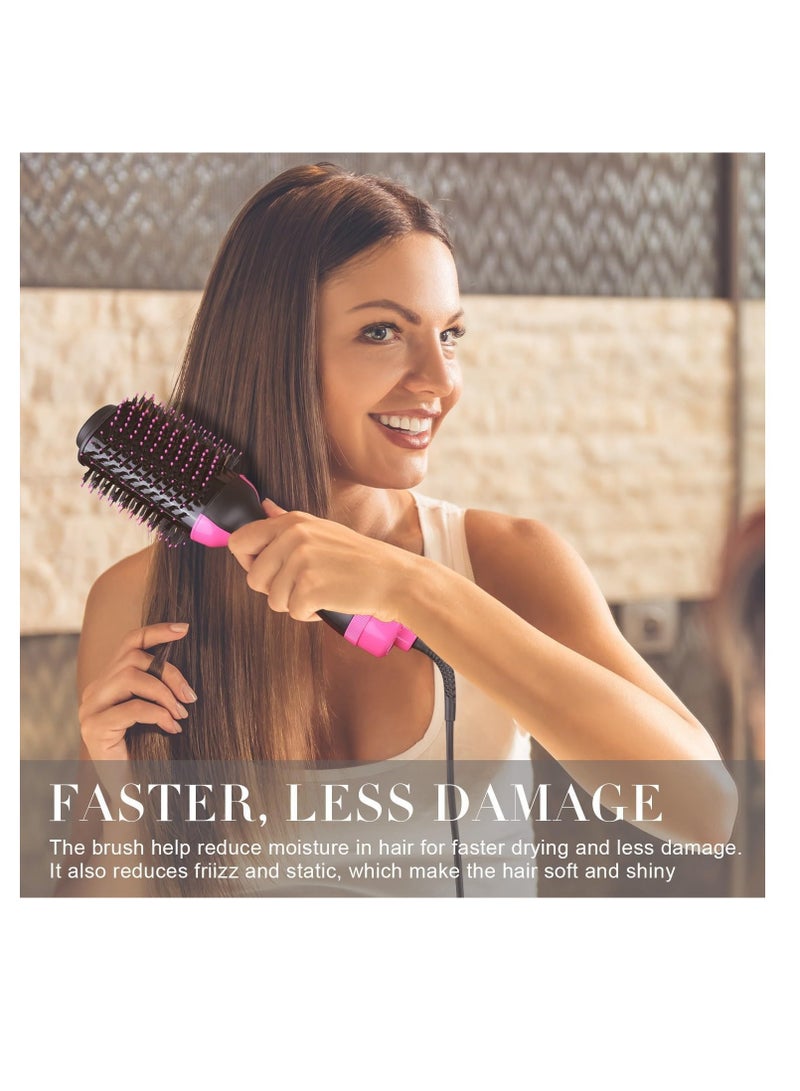 Excefore Hair Dryer Brush Blow Dryer Brush in One, 4 in 1 Hair Dryer and Styler Volumizer with Negative Ion, Hot Air Brush Hair Straightener, Curling Brush Oval Shape, Pink - Image 4