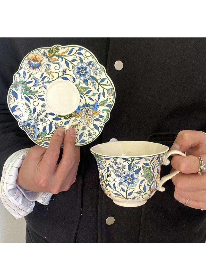 Aikanbo Ceramic Coffee Cup 3-Piece Gift Set，Vintage Retro Blue and White Collection，Perfect for Espresso，Tea or Coffee Lovers，Gift Boxed for Home，Office or Special Occasion (Coffee Cup + Saucer + Spoon) - Image 3