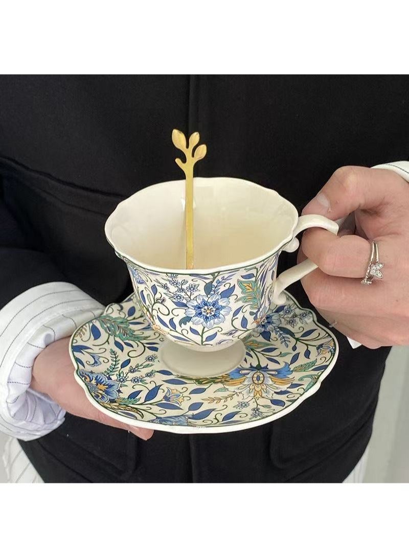Aikanbo Ceramic Coffee Cup 3-Piece Gift Set，Vintage Retro Blue and White Collection，Perfect for Espresso，Tea or Coffee Lovers，Gift Boxed for Home，Office or Special Occasion (Coffee Cup + Saucer + Spoon) - Image 5