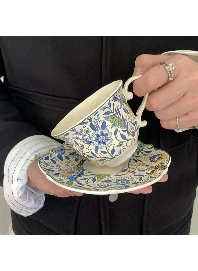 Aikanbo Ceramic Coffee Cup 3-Piece Gift Set，Vintage Retro Blue and White Collection，Perfect for Espresso，Tea or Coffee Lovers，Gift Boxed for Home，Office or Special Occasion (Coffee Cup + Saucer + Spoon) - Image 4