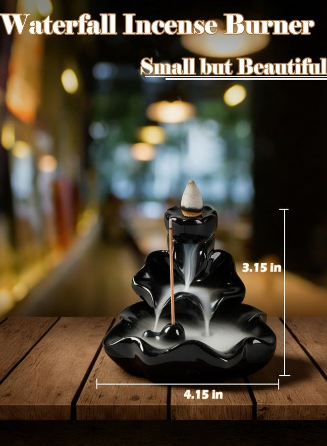 Alkrogiha Waterfall Incense Burner, Backflow Incense Holder Lotus Ceramic Censer Cones Sticks Porcelain Holder for Aromatherapy Cones Relaxation, Purification, Meditation, Yoga - Image 2