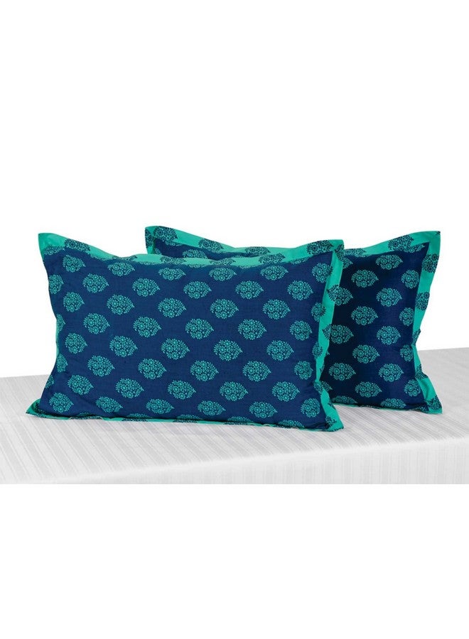 Swayam Drape and Dream Cotton 2 Piece Pillow Cover Set - Turquoise (PC02-2008) - Image 1