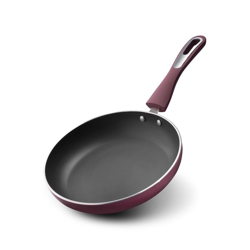 VAYA Hautechef Non-Stick Frypan 24cm, 3-Layer ILAG Swiss Coating, PFOA-Free, Induction Friendly, with Soft-Touch Matching Handle, Color - Maroon - Image 4