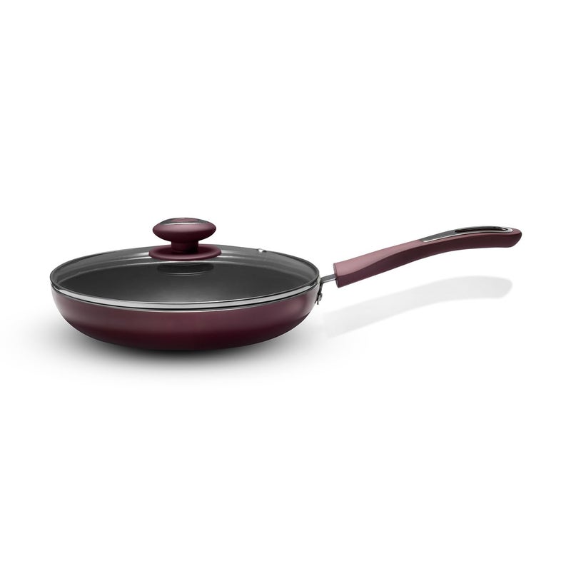 VAYA Hautechef Non-Stick Frypan 24cm, 3-Layer ILAG Swiss Coating, PFOA-Free, Induction Friendly, with Soft-Touch Matching Handle, Color - Maroon - Image 1