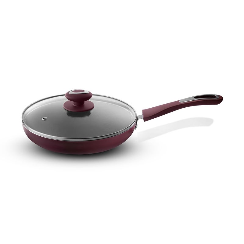 VAYA Hautechef Non-Stick Frypan 24cm, 3-Layer ILAG Swiss Coating, PFOA-Free, Induction Friendly, with Soft-Touch Matching Handle, Color - Maroon - Image 2