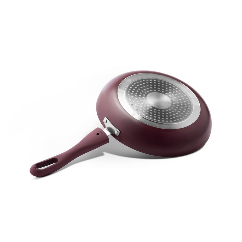VAYA Hautechef Non-Stick Frypan 24cm, 3-Layer ILAG Swiss Coating, PFOA-Free, Induction Friendly, with Soft-Touch Matching Handle, Color - Maroon - Image 5