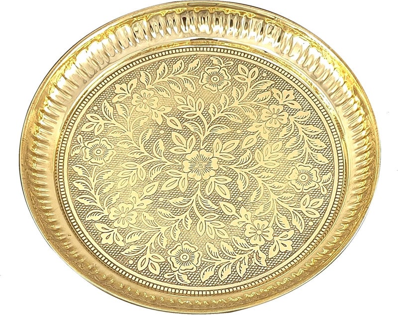 Nobility 6 Inch Brass Pooja Plate Pital Puja Set Arti Thali Traditional Handcrafted for Home Office Mandir Wedding Return Gift Items - Image 2