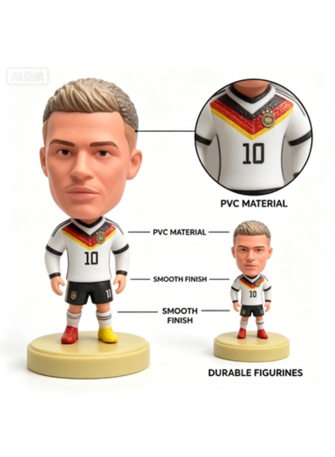 طقم هدايا مجسمات لاعبي منتخب ألمانيا لكرة القدم - 5 رؤوس كبيرة بنمط Q-Version من البولي فينيل كلوريد مع كرة صغيرة وجوائز - Image 5