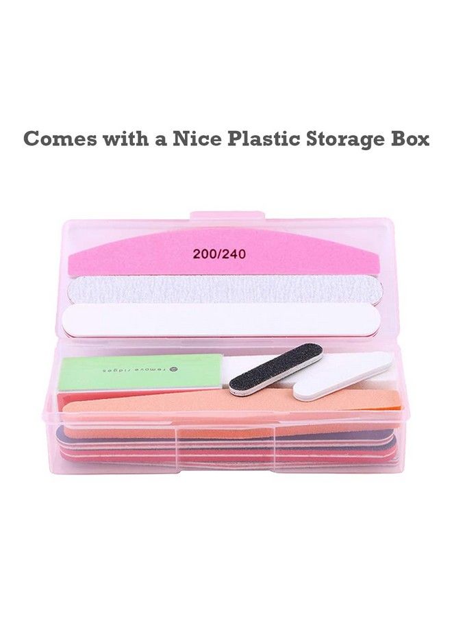 Store2508 11 Pcs Professional Nail Files Double Sided Emery Board Nail File Set With Case Nail File & Buffer Block /100 180 Grit - Image 4