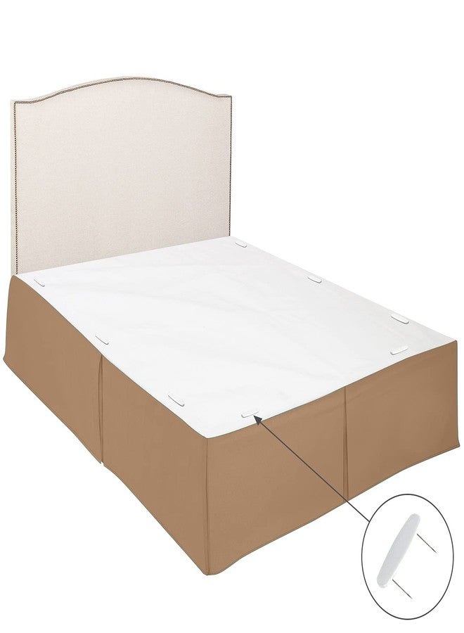 كلارا كلارك تنورة سرير كلارا كلارك مطوية - طول 14 بوصة - كشكشة غبار فاخرة من الألياف الدقيقة - تتضمن 8 دبابيس، مقاس كينج، لون موكا - Image 1