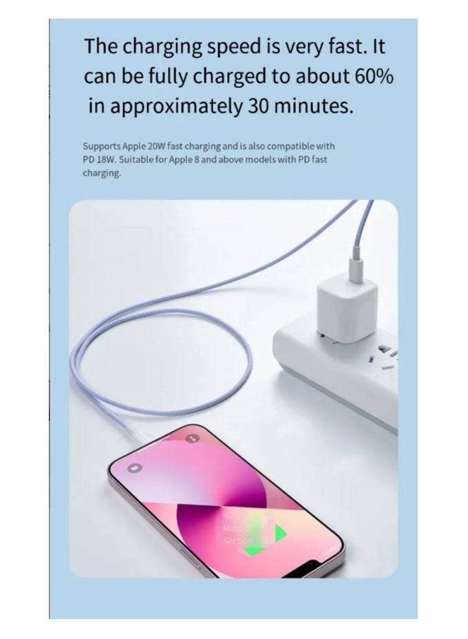 Type C - Type C mobile phone charging cable (purple, 1.5 meters) - Image 2