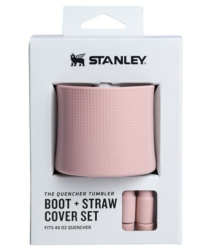 STANLEY Quencher Boot and Straw Cover Cap | Anti-Slip Silicone Protector for 40 oz Tumbler with Handle | Accessory Set for Stainless Steel Drinking Cup | BPA-Free | Pink Dusk - Image 1
