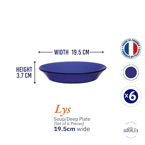 Duralex Tempered Glass LYS Saphir Deep Plate 19.5 cm, Blue - Image 4