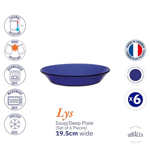 Duralex Tempered Glass LYS Saphir Deep Plate 19.5 cm, Blue - Image 5