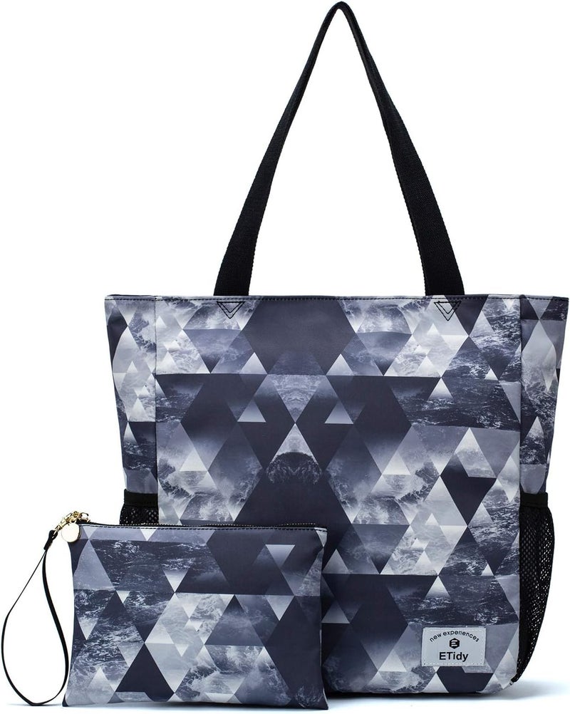 ETidy Large Capacity Foldable Tote Bag With Zipper Water-resistant SandproofWomen Beach Bag Handbag GymBag Travel ShoppingBag - Image 1