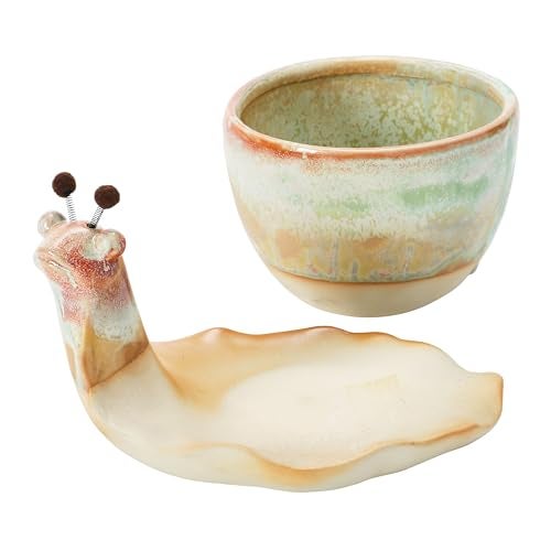 Creative Co-Op Stoneware Snail Planter, Reactive Glaze, (Each One Will Vary), Set of 2 Pieces - Image 5