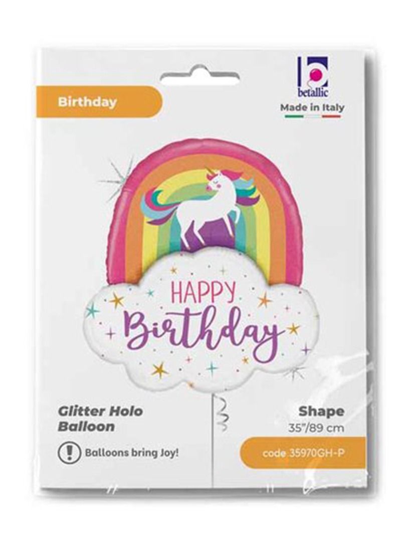 Betallic Unicorn Rainbow Birthday Foil Balloon - Image 1