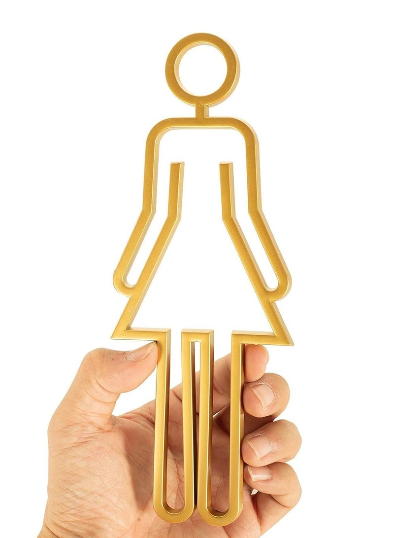 علامة حمام للرجال والنساء مدعومة بلصق أكريليكي، لافتات أبواب الحمام، لافتات دورات المياه للأعمال، لافتة حمام (ذهبي) - Image 4