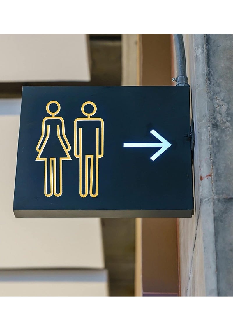 علامة حمام للرجال والنساء مدعومة بلصق أكريليكي، لافتات أبواب الحمام، لافتات دورات المياه للأعمال، لافتة حمام (ذهبي) - Image 5