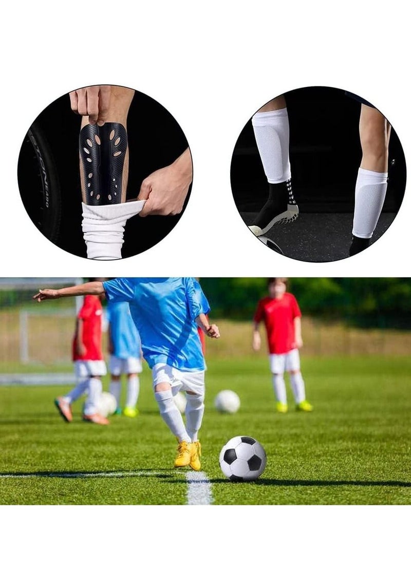 SYOSI واقيات الساق لكرة القدم للأولاد والبنات الصغار خفيفة الوزن وجيدة التهوية، مصنوعة من مادة إي في إيه سميكة عالية الحماية، قابلة للتعديل ومريحة، زوجان من معدات كرة القدم - Image 4