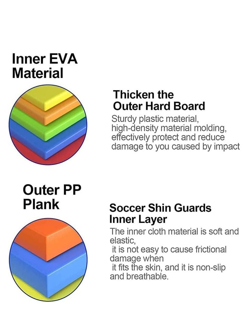 SYOSI واقيات الساق لكرة القدم للأولاد والبنات الصغار خفيفة الوزن وجيدة التهوية، مصنوعة من مادة إي في إيه سميكة عالية الحماية، قابلة للتعديل ومريحة، زوجان من معدات كرة القدم - Image 3