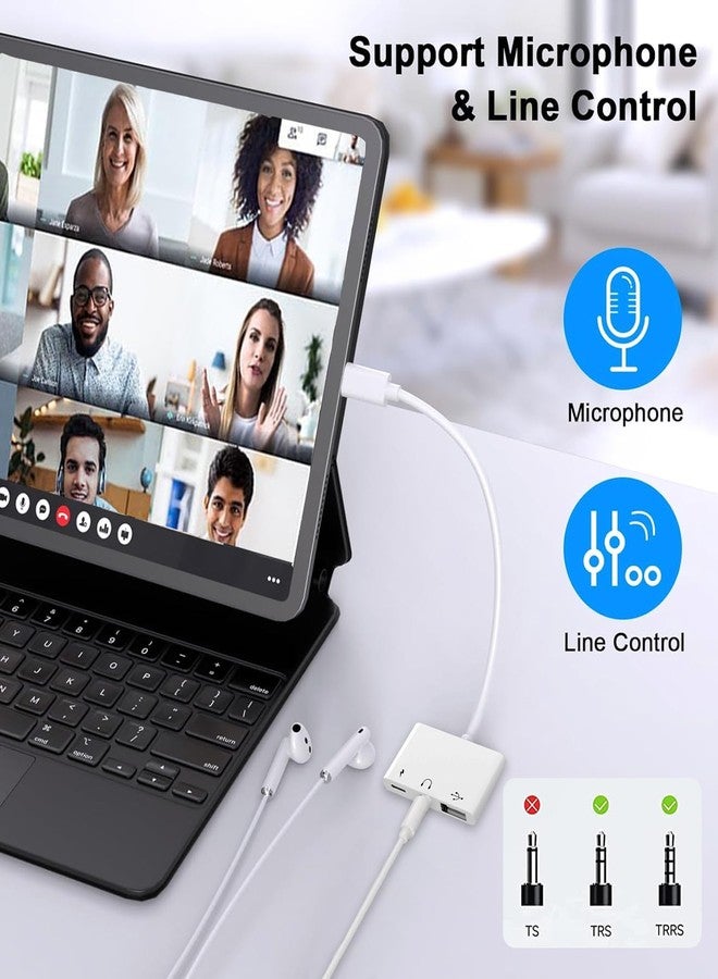 AKWOR محول USB C إلى USB، 3 في 1 محول AUX/USB إلى USB C مع مقبس سماعة 3.5 مم + OTG + منفذ شحن سريع 60 واط، متوافق مع iPhone 15/16، iPad Pro، MacBook والمزيد - Image 4