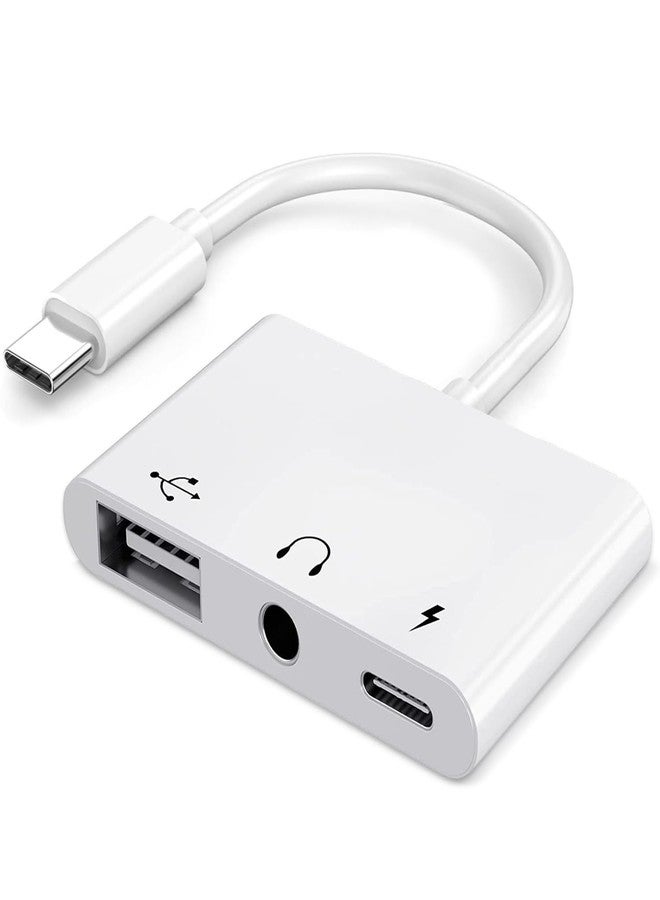 AKWOR محول USB C إلى USB، 3 في 1 محول AUX/USB إلى USB C مع مقبس سماعة 3.5 مم + OTG + منفذ شحن سريع 60 واط، متوافق مع iPhone 15/16، iPad Pro، MacBook والمزيد - Image 1