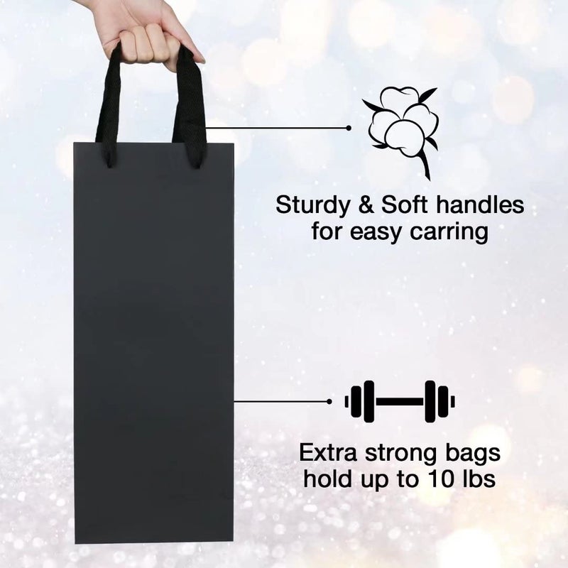 Aimyoo Black Wine Bottle Bags 6x5x15 inch, 10 Pack Large Kraft Paper Gift Bags with Handles Bulk - Image 3