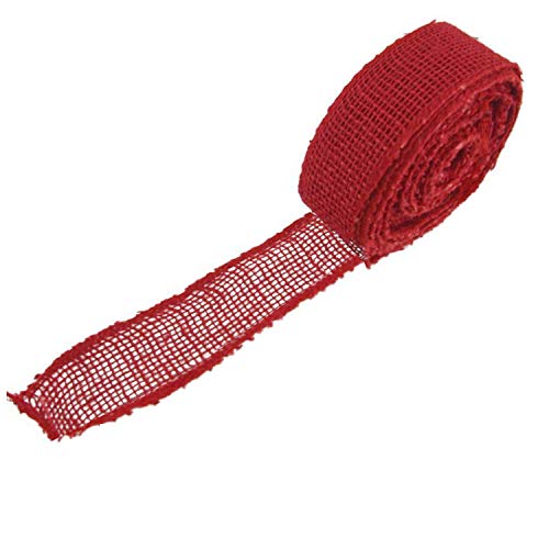 BambooMN JubileeYarn Burlap Jute Craft Ribbon 15 x 10 Yards Cranberry 2 Rolls - Image 1