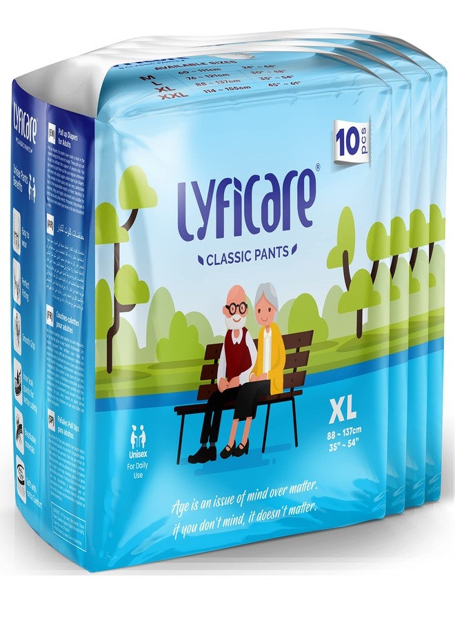 Lyficare Classic Adult Diaper Extra Large Size (XL) - 40 Units (Pack of 4) | Unisex Diapers Pants | Waist (90-125 cm) | Wetness Indicator, Super absorb, 360° Protection & 0% Leakage | For Men & Women - Image 1