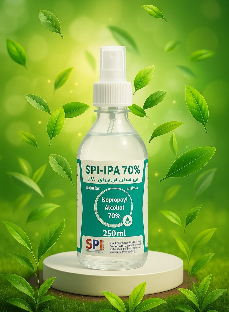 SPI Pure Isopropyl Alcohol 70% Disinfectant and Sanitizer Solution for First Aid Maximum Hand Protection for Daily Protection Types 250ml - Image 1