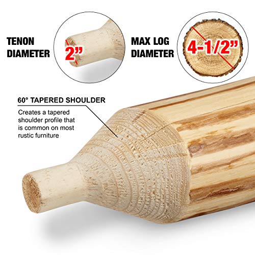 Lumberjack Tools Tenon Cutter for Log Furniture, 2" Diameter, Commercial Series Powder Coated Die Cast Aluminum Body, 1/2" Shank, Dual Blades Create 60 Degree Tapered Shoulder Profile, DIY Made in USA - Image 3