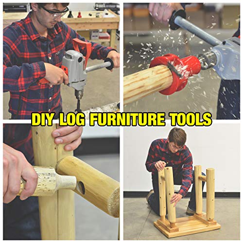 Lumberjack Tools Tenon Cutter for Log Furniture, 2" Diameter, Commercial Series Powder Coated Die Cast Aluminum Body, 1/2" Shank, Dual Blades Create 60 Degree Tapered Shoulder Profile, DIY Made in USA - Image 4