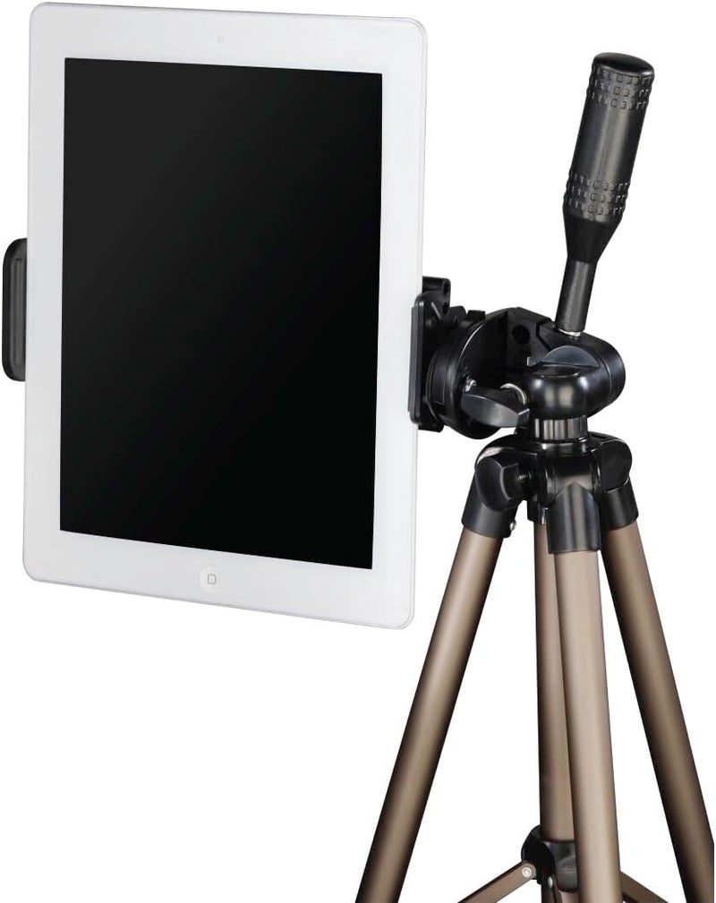 Hama Tripod for Smartphone & Tablet, 36.5–106 cm, 3-Way 3D Head, 500 g Load, Aluminium Tripod with Universal Phone & Tablet Holder, Spirit Level & Quick Locks – Champagne - Image 1