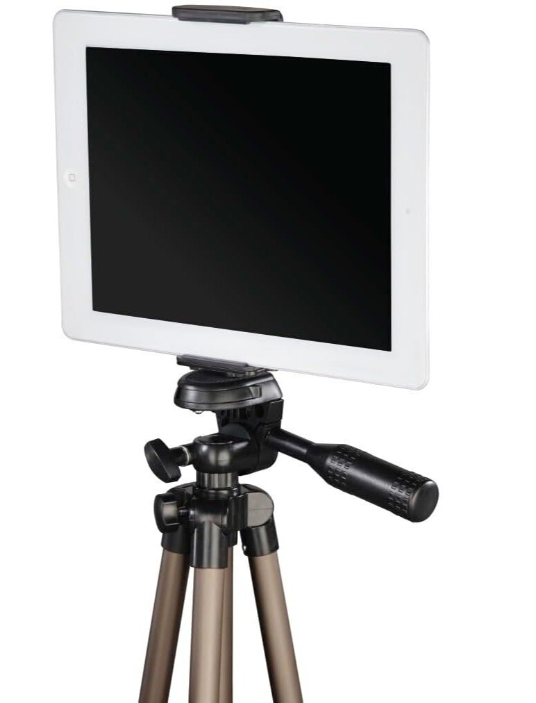 Hama Tripod for Smartphone & Tablet, 36.5–106 cm, 3-Way 3D Head, 500 g Load, Aluminium Tripod with Universal Phone & Tablet Holder, Spirit Level & Quick Locks – Champagne - Image 4