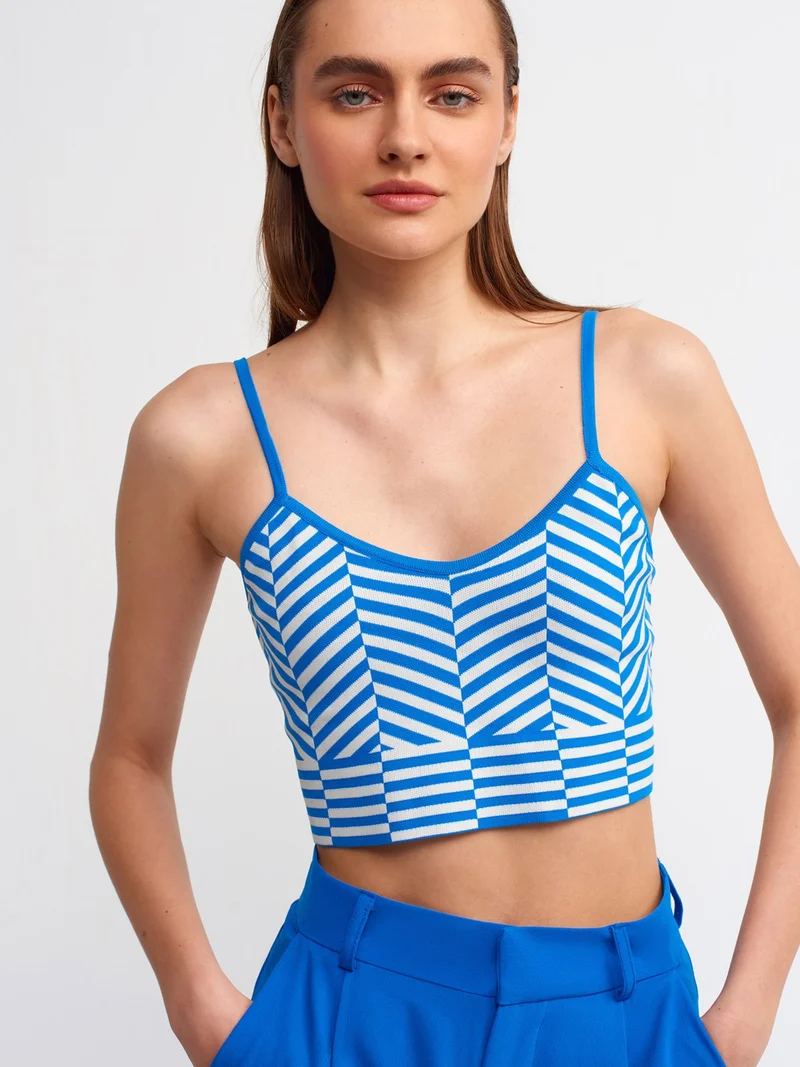 Dilvin 10184 Strappy Knitted Undershirt Crop-Sax