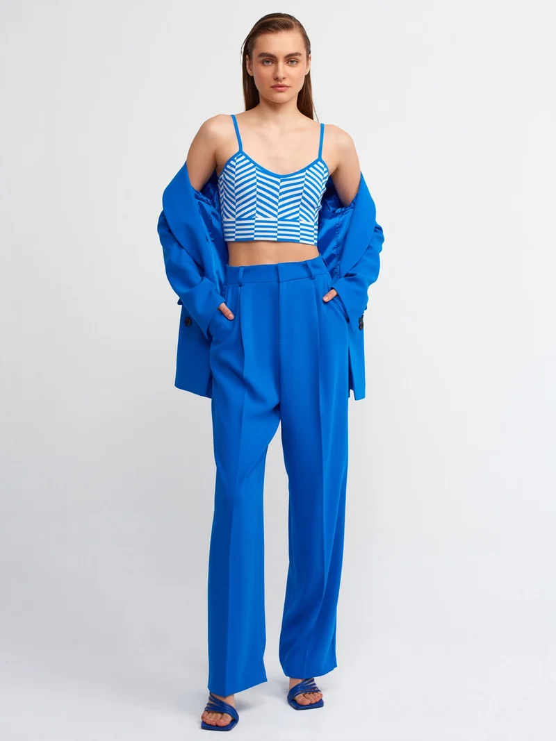 Dilvin 10184 Strappy Knitted Undershirt Crop-Sax