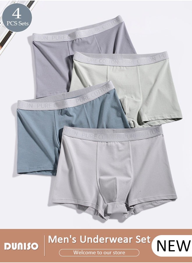 DUNISO Men's Briefs Set Cotton Underwear Breathable and Comfortable Underpants with High Elastic Waistband Boxer Briefs for Teenager Multi-Colors 4 Packs  - Image 1