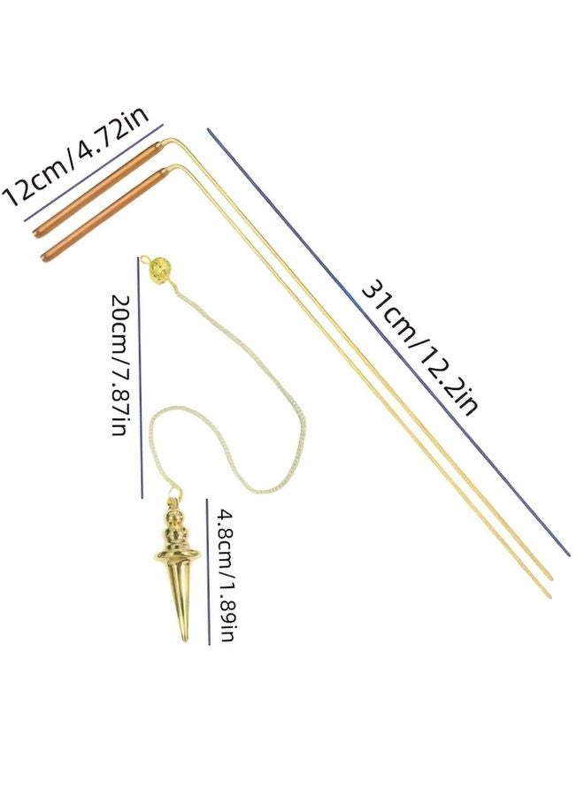 4pcs Two Color Dowsing Rod And Pendulum Divination Set For Hunting Water Treasure - Image 3