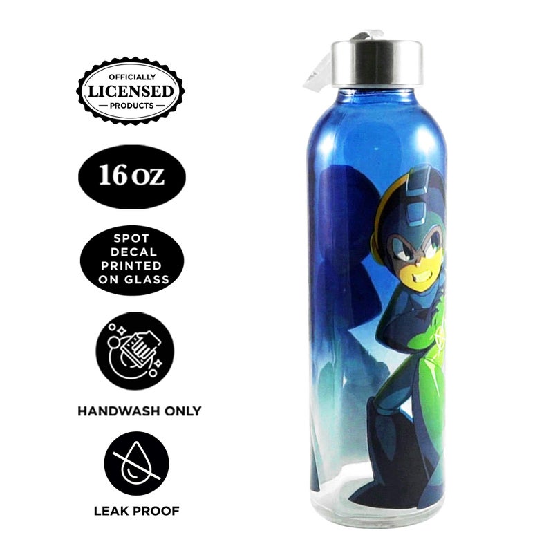 JUST FUNKY Official Nintendo Switch Megaman Sports & Fitness Training Glass Water Bottle/Hydro Flask/Gym Water Bottle - Gifts Kids Toy and Accessories 20 OZ - Image 2