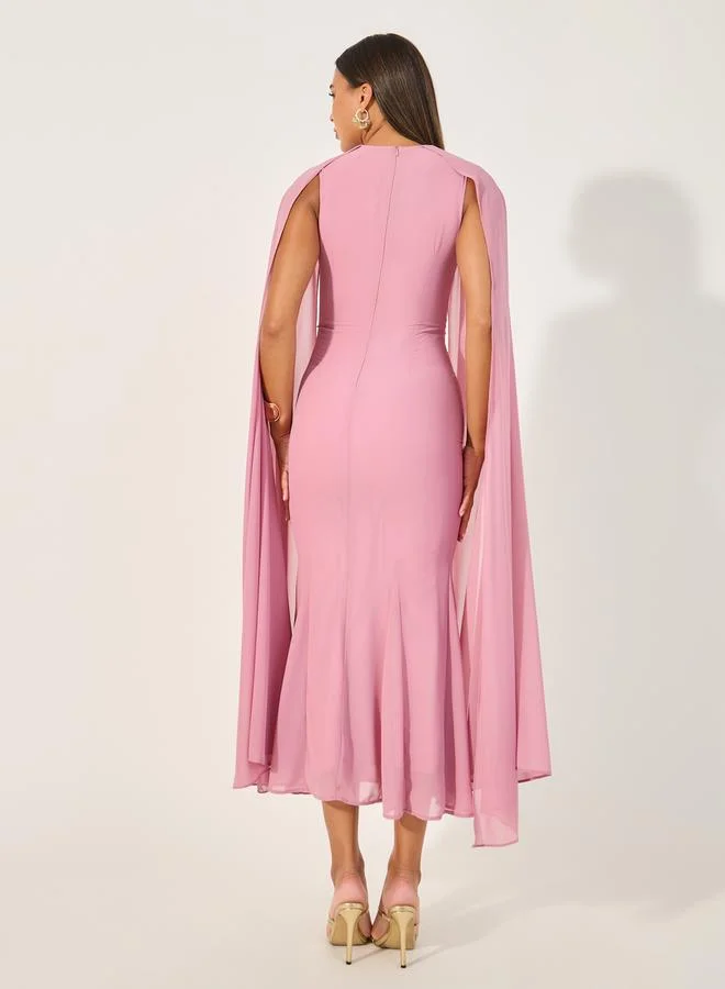 Styli Cape Effect Midi Dress