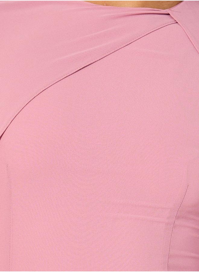 Styli Plain Long Sleeves Cape Maxi Dress  - Image 4