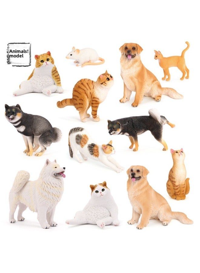 Children's Simulation Solid Animal Model Chai Dog Golden Retriever Dog Lazy Cat Garfield White Mouse Pet Ornaments Toy-Color:127-3199 Samoyed Dog  - Image 2
