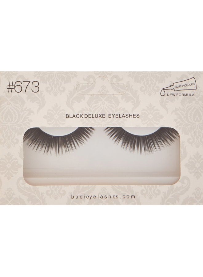 Baci Natural Look Style No.673 Black Deluxe Eyelashes with Adhesive Included, Black - Image 2
